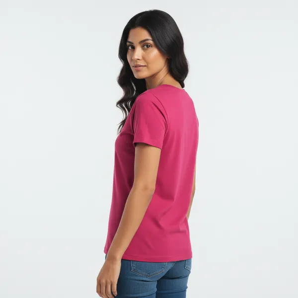PINK_Cotton_V_Neck_Tee_For_Women