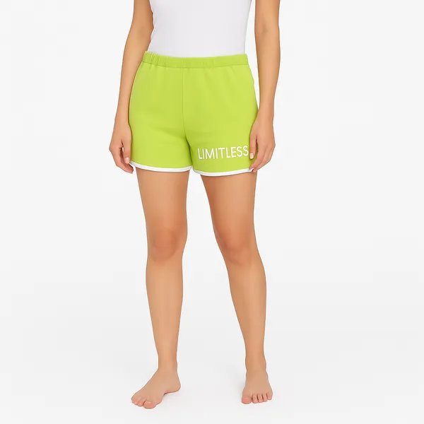 Pear_Green_Cotton_Mid_Rise_Loop_Knit_Shorts_|_For_Women