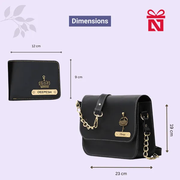 Black_Personalized_Leather_Wallet_For_Men_And_Stylish_Sling_Bag_For_Women_Personalized_Gift_Set