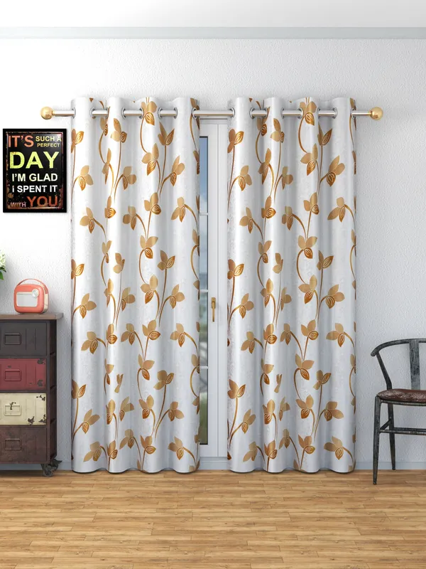 Gold_Polyester_Eyelet__Designer_Print_curtains_Pack_of_2