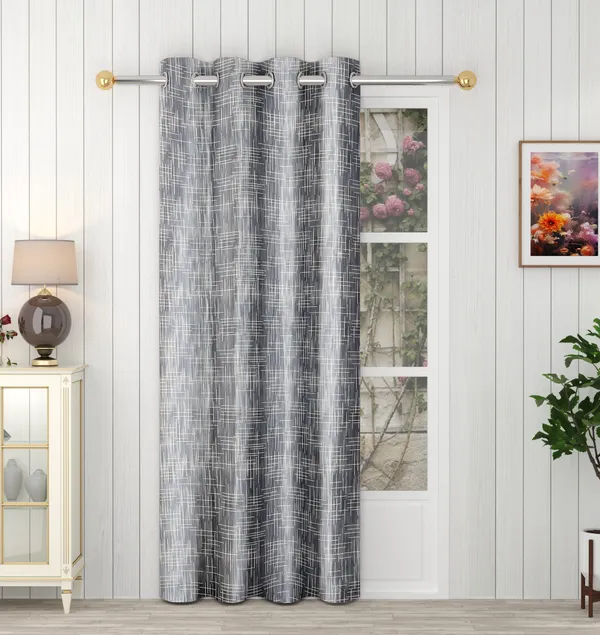 Grey_Polyester_Eyelet__Designer_Print_curtains_Pack_of_2