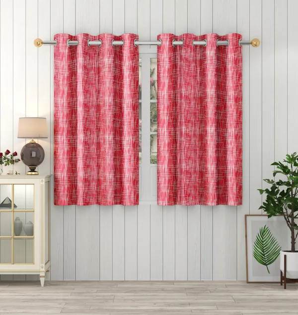 Maroon_Polyester_Eyelet__Designer_Print_curtains_Pack_of_2