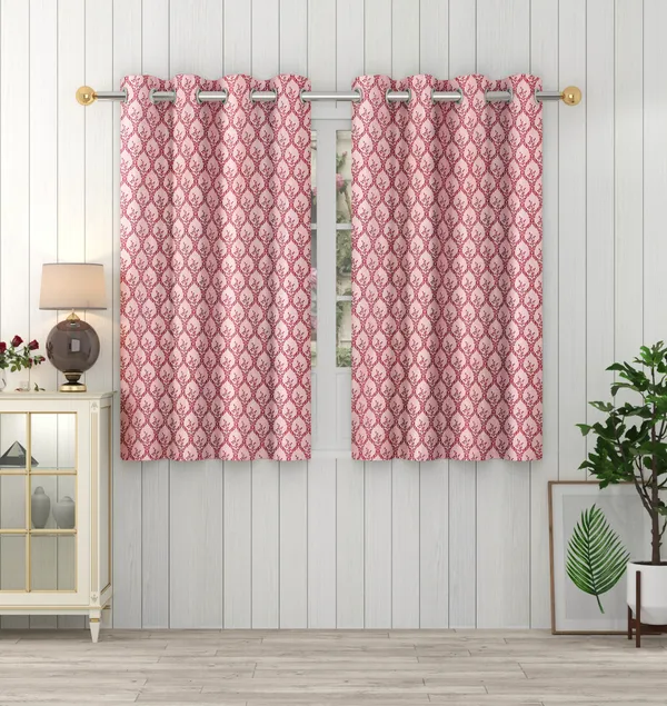 Maroon_Polyester_Eyelet__Designer_Print_curtains_Pack_of_2
