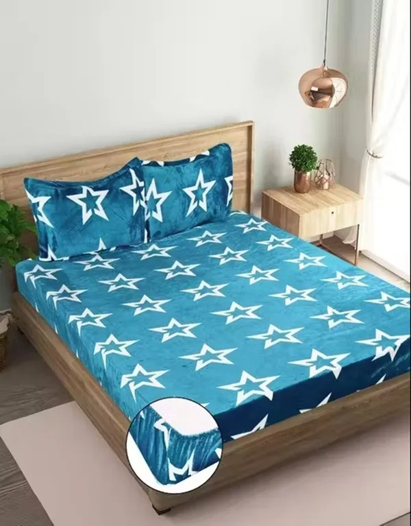Aqua_Warm_Double_Bed_Woollen_&_Velvet_Fitted_Bedsheet