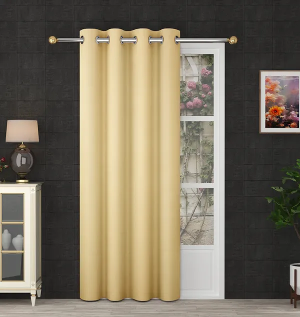 Khakhi_Polyester_Eyelet__Solid_Blackout_curtains_Pack_of_2