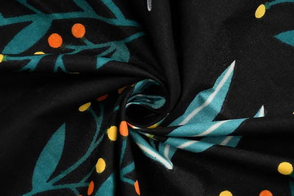 Black_4D_Floral_Glace_Cotton_Flat_Double_Bedsheet_(Size_Bedsheet_90x90_inch_with_2_Pillow_cover)