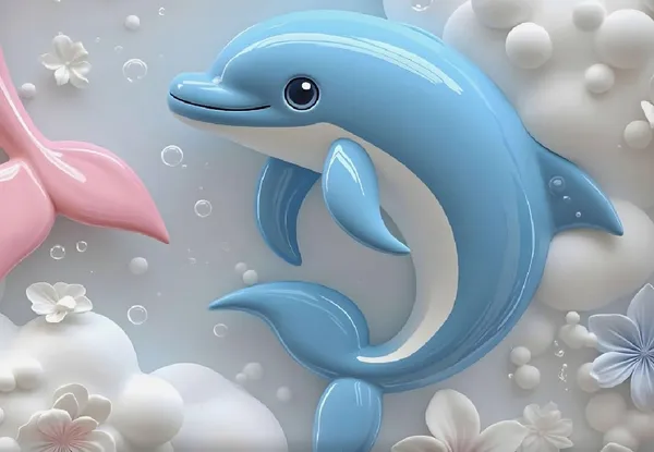 Blue_7D_Dolphin_Digital_Glace_Cotton__King_Size_Flat_Double_Bedsheet_(Size_Bedsheet_90x100_inch_with_2_Pillow_cover)