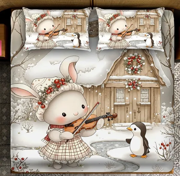 Brown_7D_Doll_Digital_Glace_Cotton__King_Size_Flat_Double_Bedsheet_(Size_Bedsheet_90x100_inch_with_2_Pillow_cover)