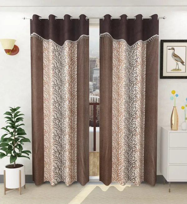 Brown_Polyester_Eyelet_Designer_Print_Frill_curtains_Pack_of_2