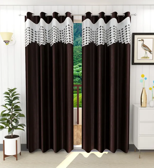 Brown_Polyester_Eyelet_Solid_Plain_Frill_curtains_Pack_of_2