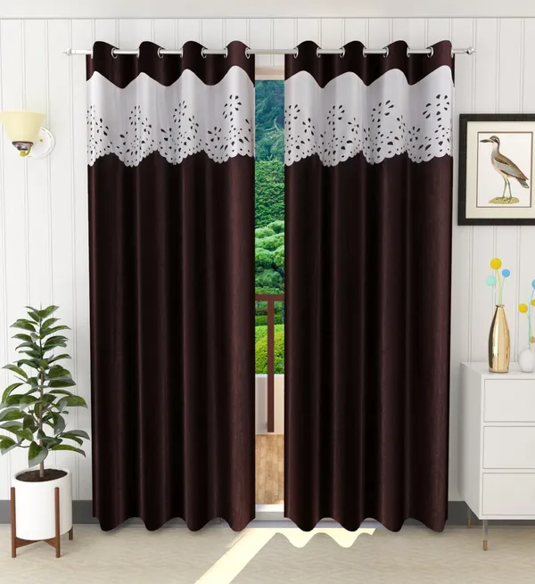Brown_Polyester_Eyelet_Solid_Plain_Frill_curtains_Pack_of_2