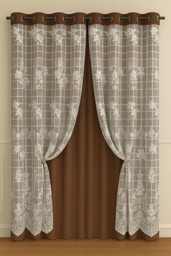 Brown_luxury_Double_layer_Curtains_(Self_Design,_Pack_of_2)