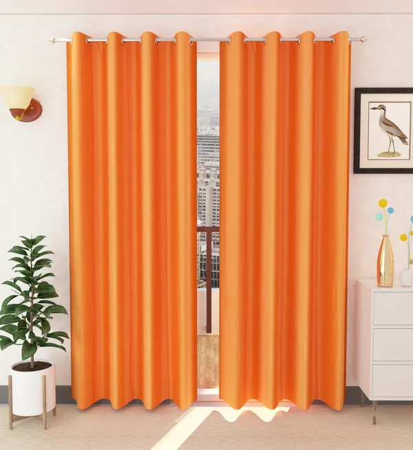 Orange_Polyester_Eyelet_Solid_Plain_curtains_Pack_of_2
