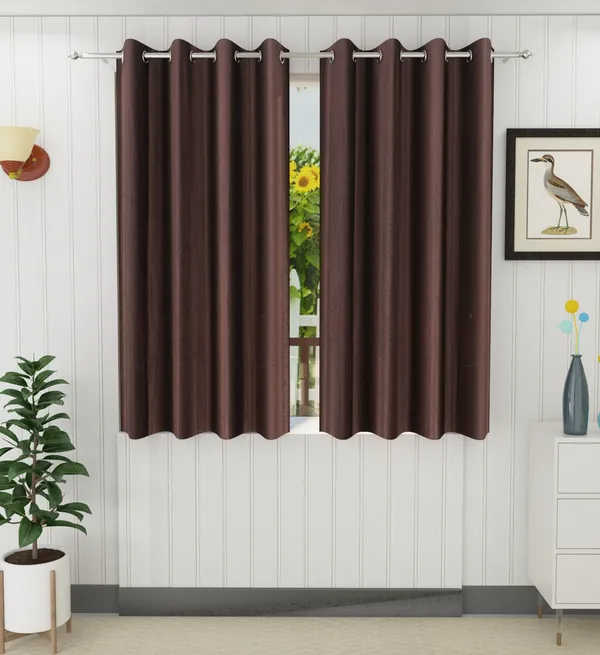 Brown__Polyester_Eyelet_Solid_Plain_curtains_Pack_of_2