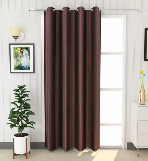 Brown__Polyester_Eyelet_Solid_Plain_curtains_Pack_of_2