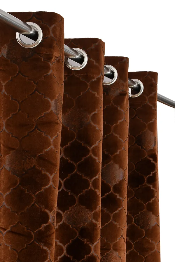 Eyelet_Brown_Punch_Velvet_Blackout_curtains_Pack_of_2