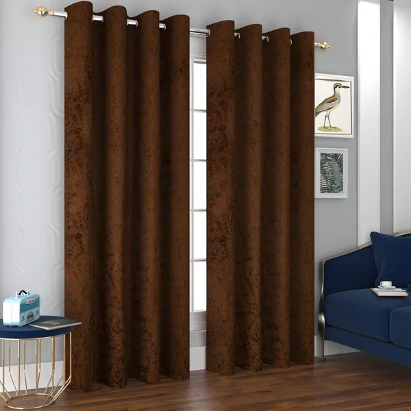 Brown_Print_Velvet_Blackout_Curtains_Pack_Of_2