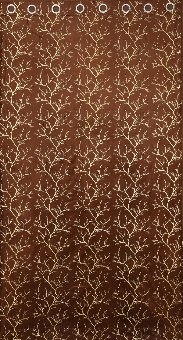 Brown_velvet_Premium_Shining_Foil_Chinaar_Print_Blackout_Curtains_for_Window