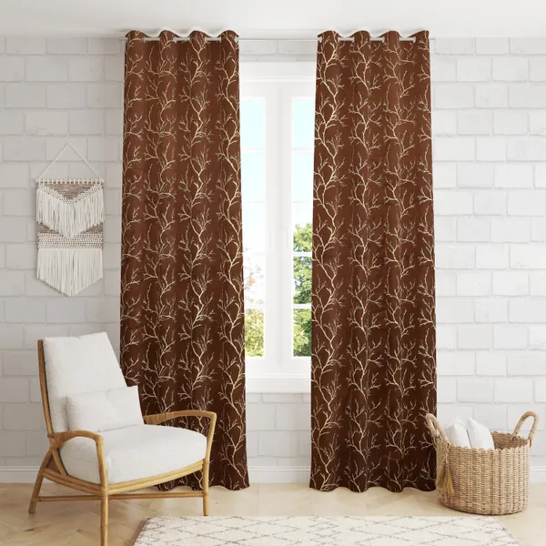 Brown_velvet_Premium_Shining_Foil_Chinaar_Print_Blackout_Curtains_for_Door