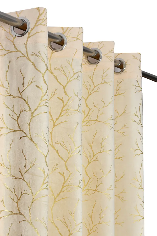 Cream_velvet_Premium_Shining_Foil_Chinaar_Print_Blackout_Curtains_for_Window