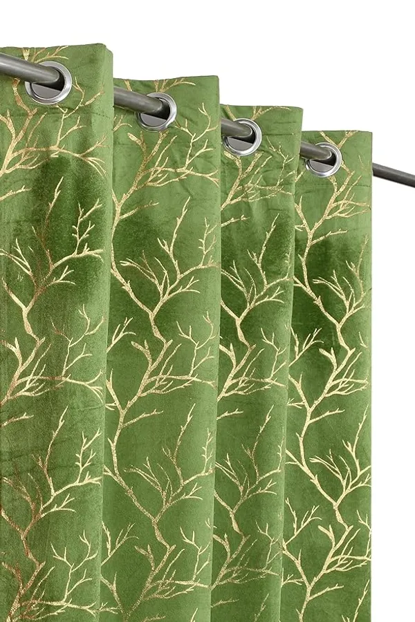 Green_velvet_Premium_Shining_Foil_Chinaar_Print_Blackout_Curtains_for_Window