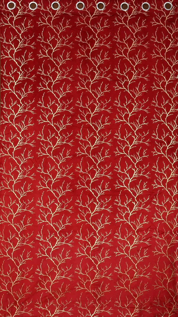 Maroon_velvet_Premium_Shining_Foil_Chinaar_Print_Blackout_Curtains_for_Door