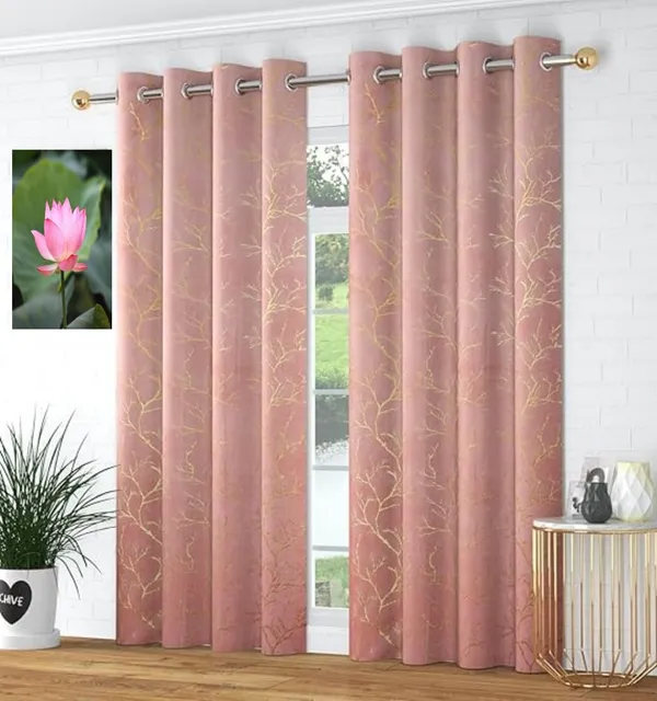 Peach_velvet_Premium_Shining_Foil_Chinaar_Print_Blackout_Curtains_for_Door