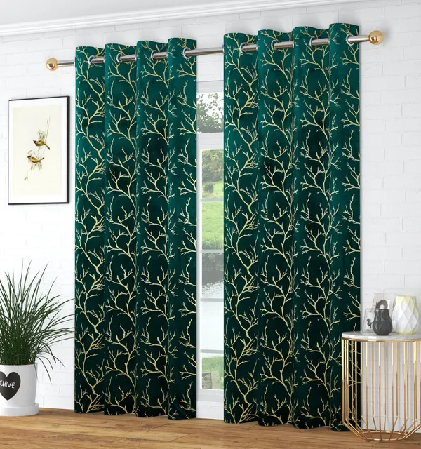 Green_velvet_Premium_Shining_Foil_Chinaar_Print_Blackout_Curtains_for_Window