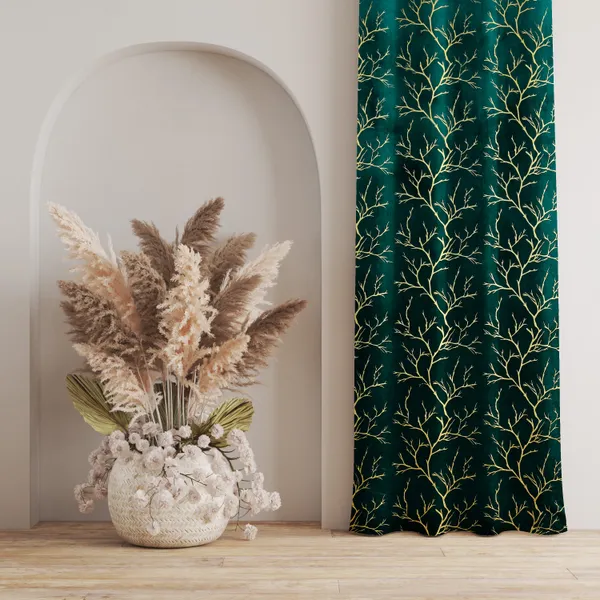 Green_velvet_Premium_Shining_Foil_Chinaar_Print_Blackout_Curtains_for_Door