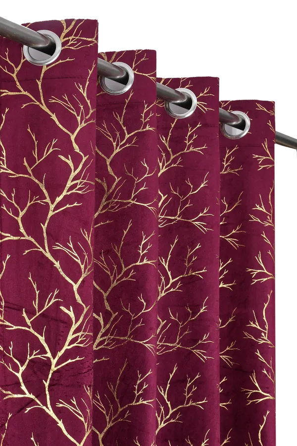 Wine_velvet_Premium_Shining_Foil_Chinaar_Print_Blackout_Curtains_for_Window