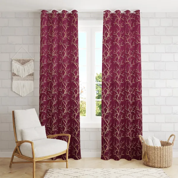Wine_velvet_Premium_Shining_Foil_Chinaar_Print_Blackout_Curtains_for_Window