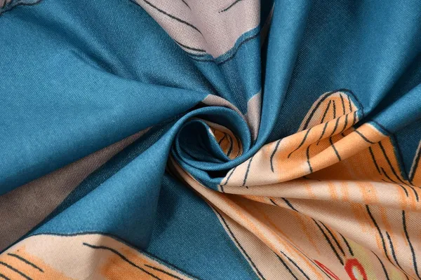 Blue_&_Orange_210_Tc_Glace_Cotton_Self_Design_Fitted_(Elastic)_Bedsheet_(Pack_Of_1)