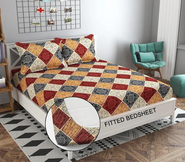Maroon_210_Tc_Glace_Cotton_Self_Design_Fitted_(Elastic)_Bedsheet_(Pack_Of_1)