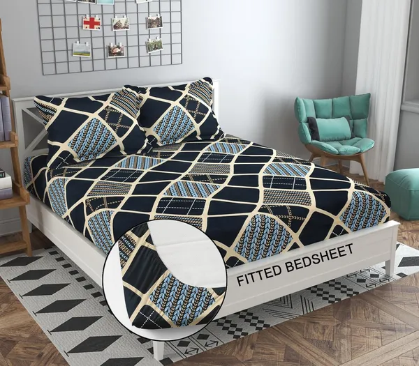 Black_210_Tc_Glace_Cotton_Self_Design_Fitted_(Elastic)_Bedsheet_(Pack_Of_1)