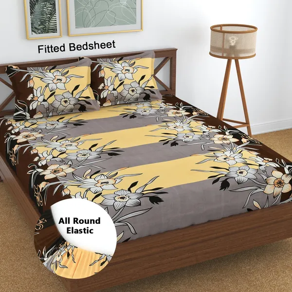 Brown_210_Tc_Glace_Cotton_Self_Design_Fitted_(Elastic)_Bedsheet_(Pack_Of_1)