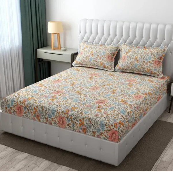 Green_210_Tc_Glace_Cotton_Self_Design_Fitted_(Elastic)_Bedsheet_(Pack_Of_1)
