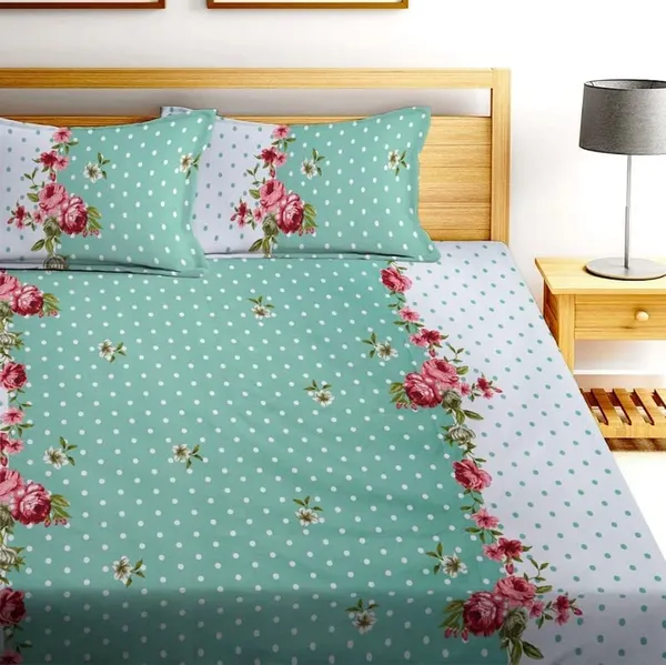 Green_210_Tc_Glace_Cotton_Self_Design_Fitted_(Elastic)_Bedsheet_(Pack_Of_1)