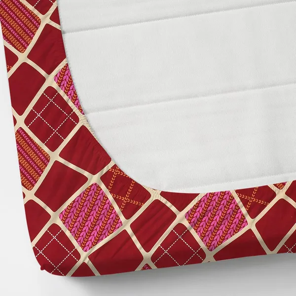 Maroon_&_Pink_210_Tc_Glace_Cotton_Self_Design_Fitted_(Elastic)_Bedsheet_(Pack_Of_1)