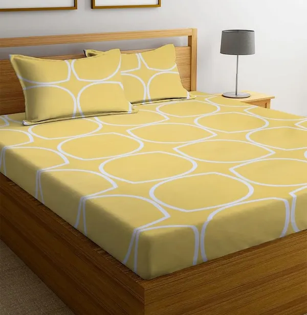 Yellow_210_Tc_Glace_Cotton_Self_Design_Fitted_(Elastic)_Bedsheet_(Pack_Of_1)