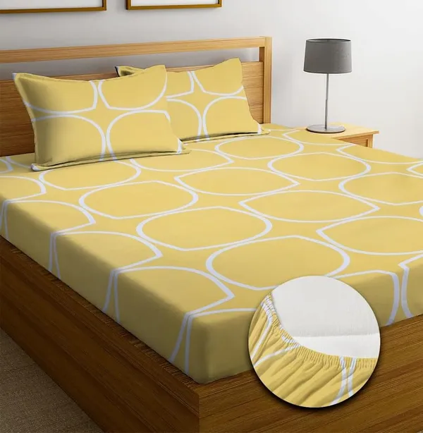 Yellow_210_Tc_Glace_Cotton_Self_Design_Fitted_(Elastic)_Bedsheet_(Pack_Of_1)