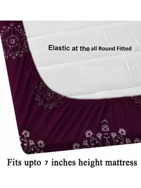 Wine_210_Tc_Glace_Cotton_Self_Design_Fitted_(Elastic)_Bedsheet_(Pack_Of_1)