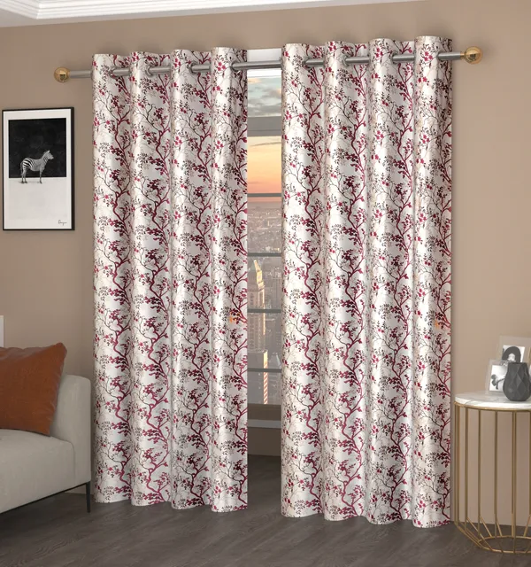 Wine_Floral_Polyester_Semi_Transparent_Door_&_Window_Curtain_(Pack_Of_2)