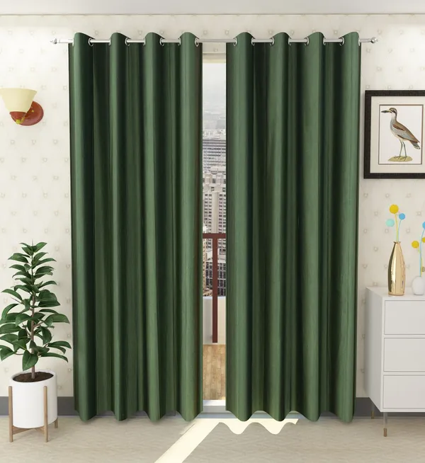 Dark_Green_Polyester_Eyelet_Solid_Plain_curtains_Pack_of_2
