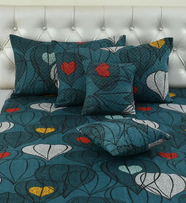 King_Flat_230_TC_Floral_Bedsheet__(Pack_of_1,_Green_(1_Bedsheet_+_2_Pillow_Covers_+_2_Cushion_Cover_with_filler)