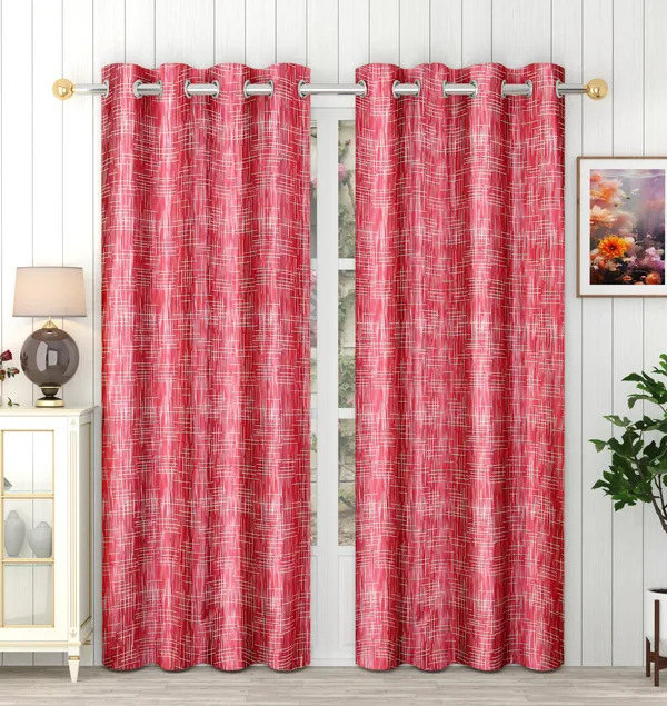 Maroon_Polyester_Eyelet__Designer_Print_curtains_Pack_of_2