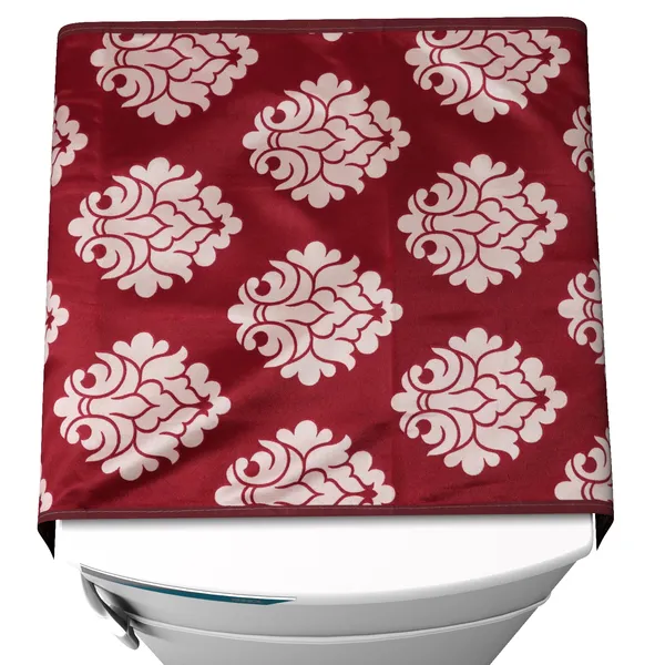 Maroon_Fridge_Cover_|_Fridge_Combo_Set_of_1_Fridge_Top_Cover,_1_Handle_Covers_and_4_Fridge_Mats_|_Refrigerator_Cover_|_Dams_Design