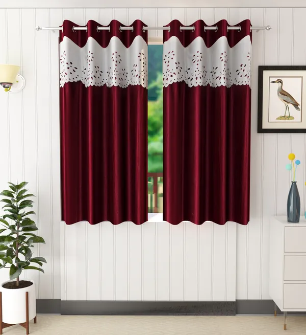 Maroon_Polyester_Eyelet_Solid_Plain_Frill_curtains_Pack_of_2