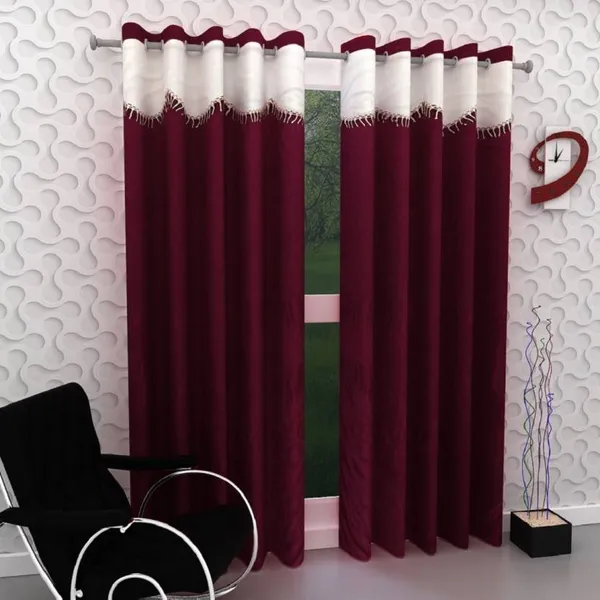 Maroon_Polyester_Eyelet_Solid_Plain_Frill_curtains_Pack_of_2