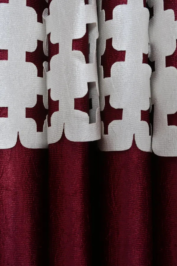 Maroon_Polyester_Eyelet_Solid_Plain_Frill_curtains_Pack_of_2