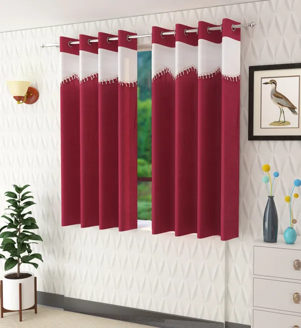 Maroon_Polyester_Eyelet_Solid_Plain_Frill_curtains_Pack_of_2